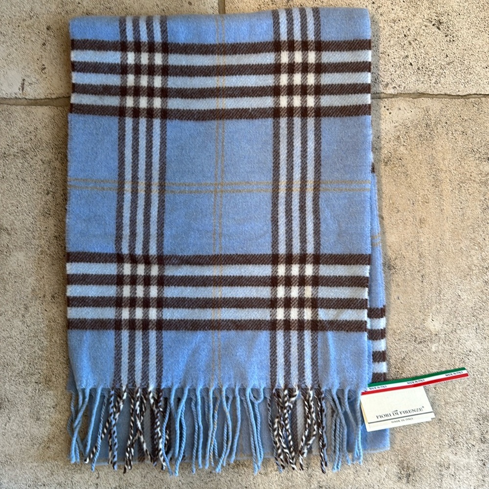 NWT Fiori Di Firenze 🔥 100% Wool Plaid Scarf Made in Italy Winter Warm Scarf